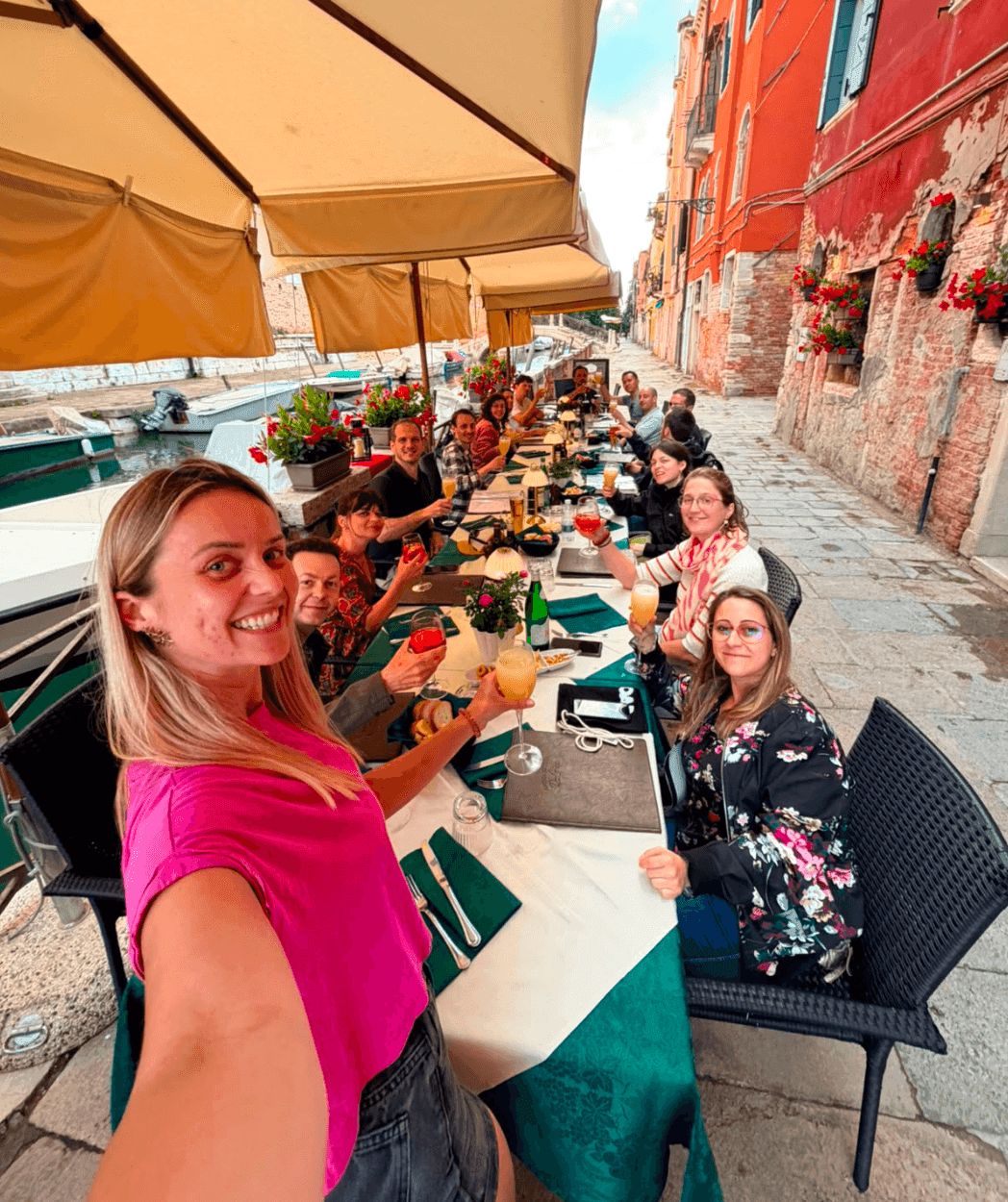 Sindija at a business dinner in Venice